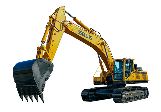 Excavadora SDLG E6375F com fondo blanco