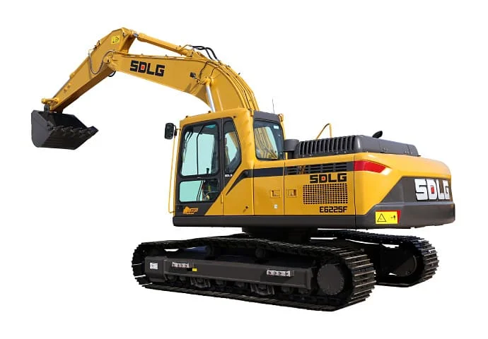 Excavadora SDLG E6225F com fondo blanco