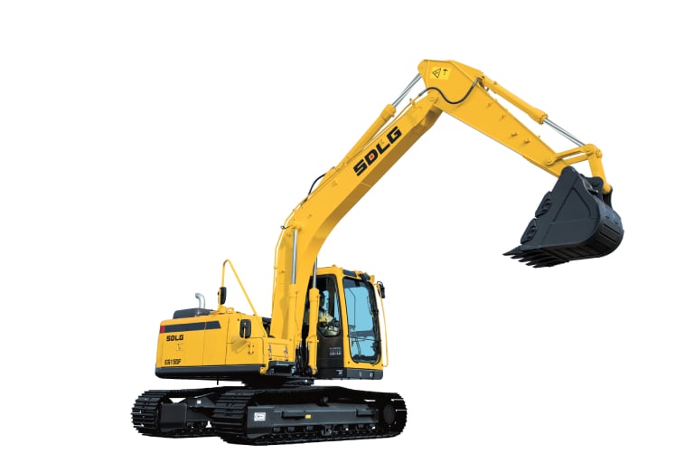 Excavadora SDLG E6150F com fondo blanco